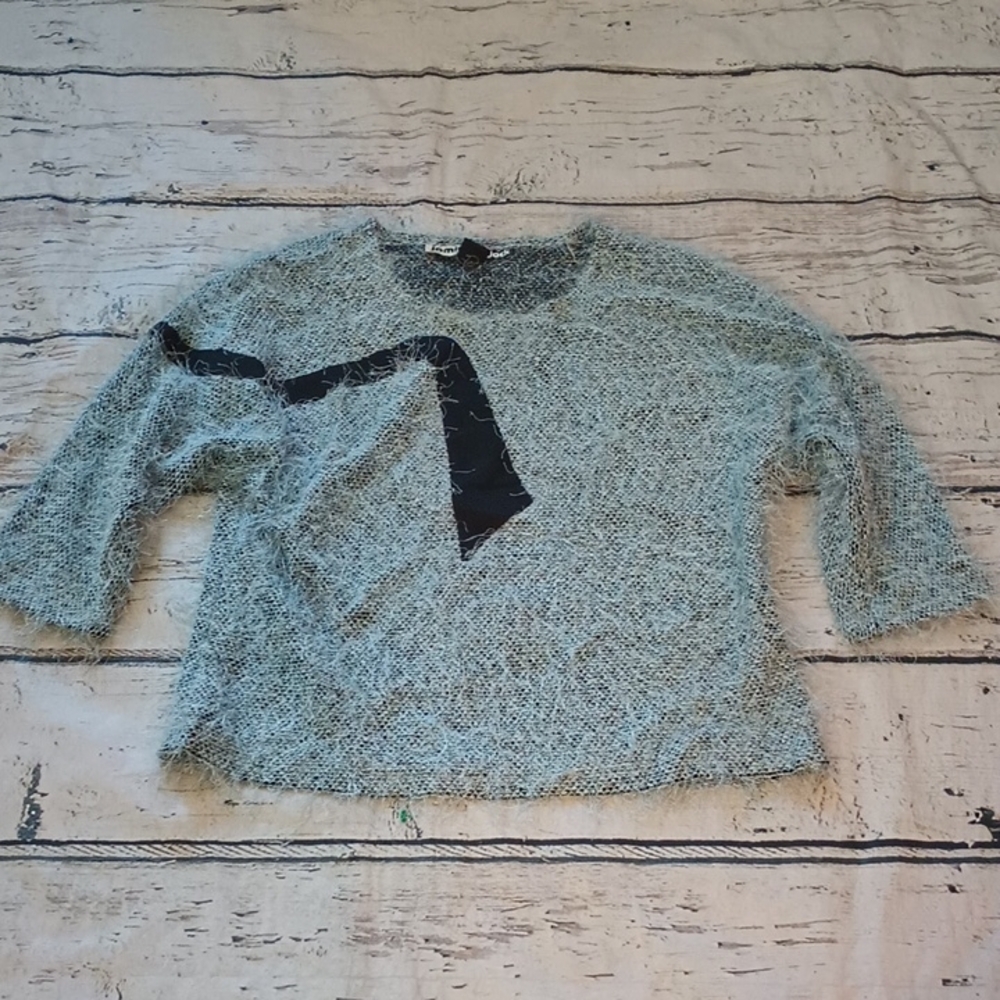 Jamie Sadock Light Blue Black Eyelash Sweater M